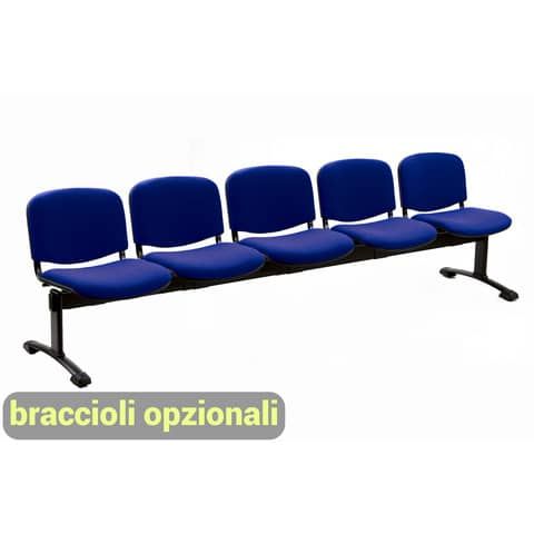 Panca 5 posti attesa Unisit Dado D55P - rivestimento ignifugo blu D55P/IB
