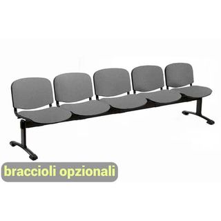 Panca 5 posti attesa Unisit Dado D55P - rivestimento ignifugo grigio scuro D55P…