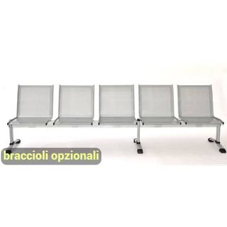 Panca 5 posti attesa Unisit Plexus PS5P in acciaio grigio - schienale e seduta …