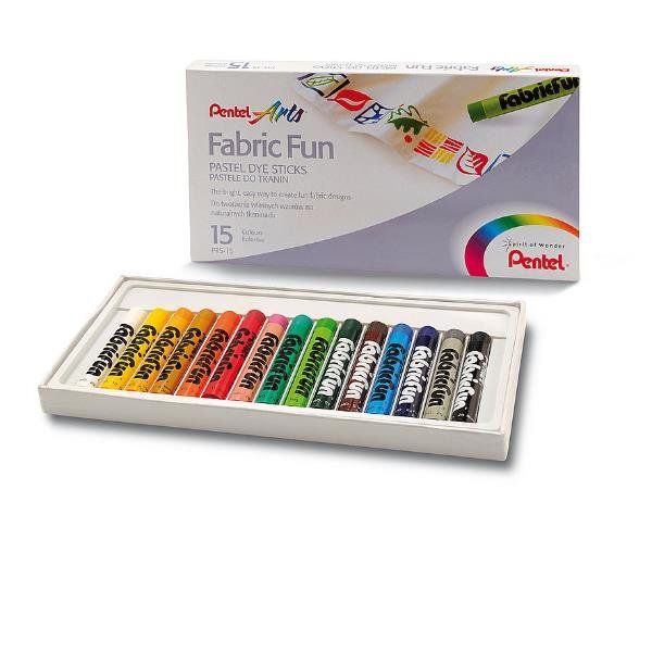 Pastelli per tessuto Fabric Fun - 15 colori assortiti - Pentel - astuccio 15 pa…