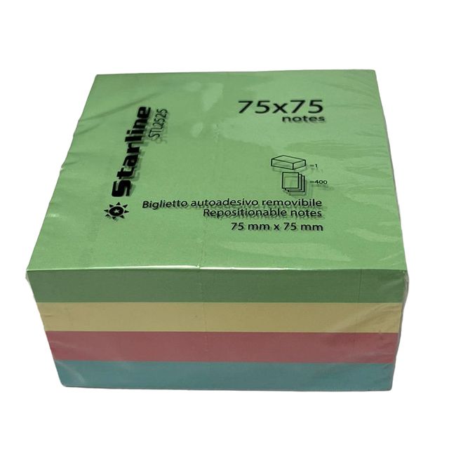 Biglietti adesivi Cubo - assortito tenue - 75 x 75mm - 70gr - 400 fogli - Starline.