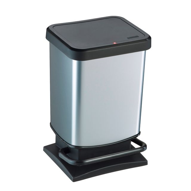 Pattumiera a pedale Paso - 29x27x46 cm - 20 L - PPL metallizzato - nero/argento…