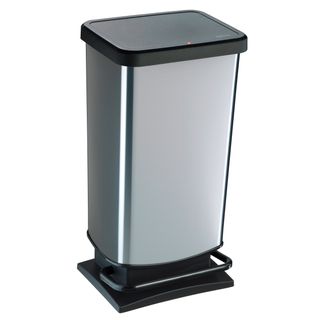 Pattumiera a pedale Paso - 35x26x68 cm - 40 L - PPL metallizzato - nero/argento…