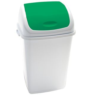 Pattumiera con coperchio basculante Rif - 44x33x68 cm - 50 L - bianco/verde - M…