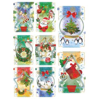 Biglietti augurali Natalizi glitterati Biembi 12x18 cm - conf. 8 pezzi - assort…