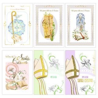 Biglietti augurali Santa Cresima Biembi 12x18 cm conf. da 6 pezzi assortiti - c…