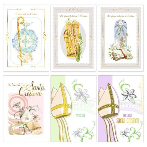 Biglietti augurali Santa Cresima Biembi 12x18 cm conf. da 6 pezzi assortiti - c…
