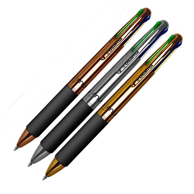 Penna a sfera 4 Multi Chrome - con astuccio - punta 1,00 mm - 4 colori - Osama …