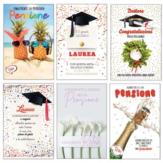 Biglietto Laurea/Pensione con glitter fantasie assortite Rex Sadoch
