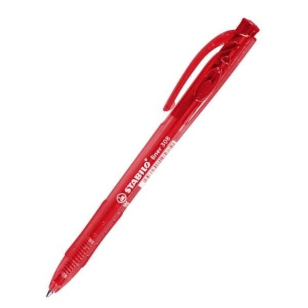 Penna a sfera a scatto Stabilo Liner 308 punta 0,7 mm rossa