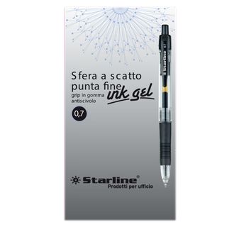 Penna a sfera a scatto con inchiostro gel - punta fine 0,7mm - nero - Starline