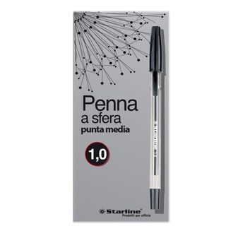 Penna a sfera con cappuccio - punta media 1,0mm - nero - Starline - conf. 50 pe…