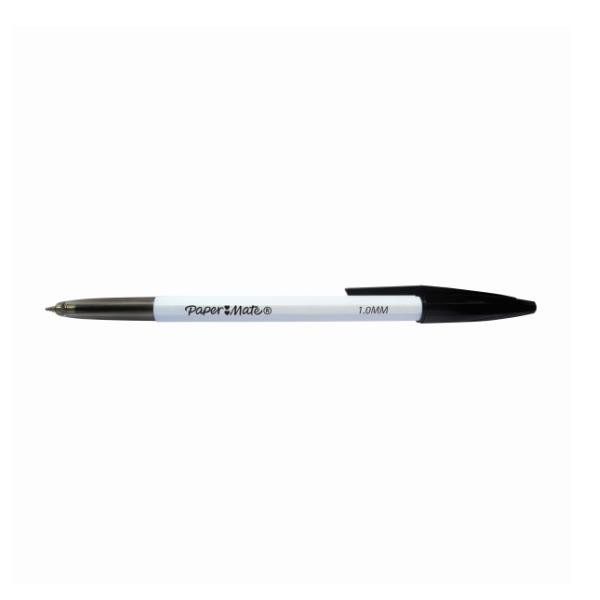 Penna a sfera con cappuccio 045 - punta 1,0 mm - nero - Papermate - busta 8 pez…