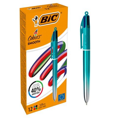 Penna sfera a scatto multifunzione 4 Colours Smooth - 1.0 mm - fusto verde acqu…