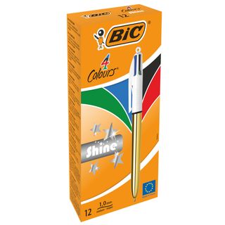 Penna sfera scatto multifunzione 4 Colors Shine - punta 1,0 mm - fusto oro - Bi…