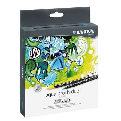 Pennarelli Aqua Brush Duo - punte 2,00 - 4,00 mm - Lyra - astuccio 36 pezzi