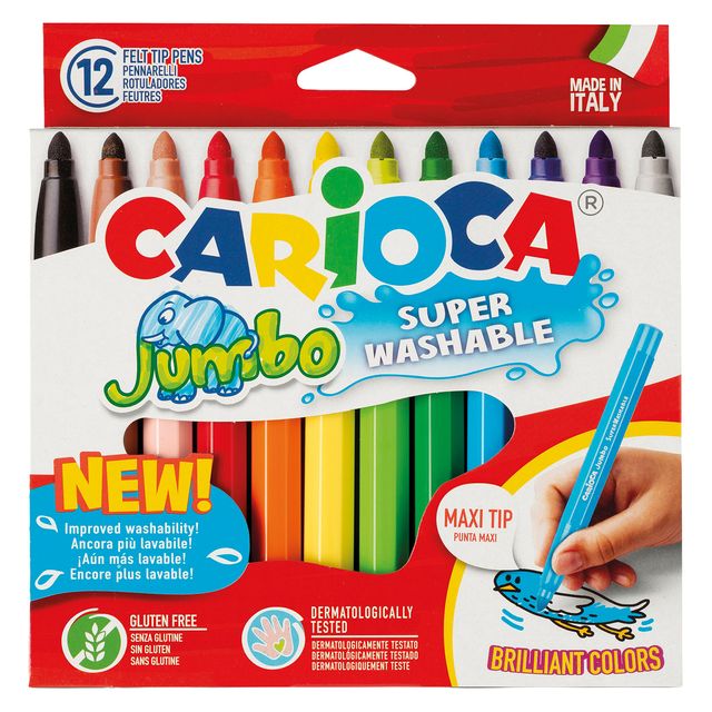 Pennarelli Jumbo - punta 6,0mm - colori assortiti - lavabili - Carioca - astucc…