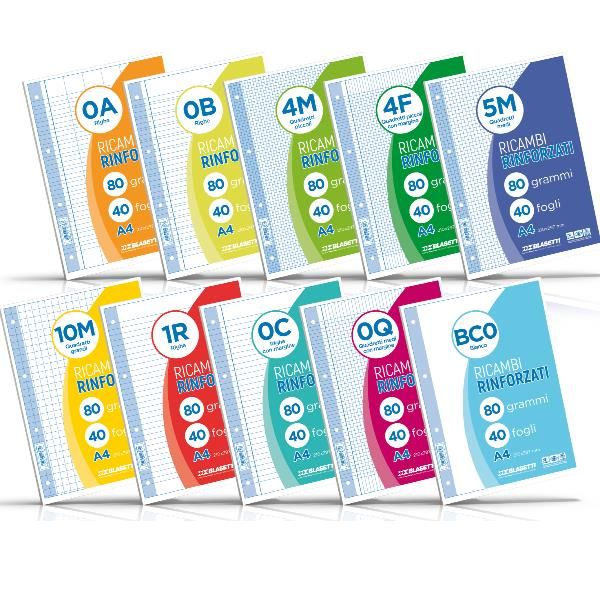 Blasetti RICAMBI - Ricambio fogli mobili - A4 - 40 fogli / 80 pagine - a quadre…