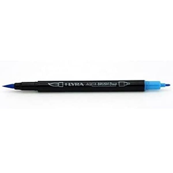 Pennarello Aqua Brush Duo - punte 2/4 mm - azzurro - Lyra