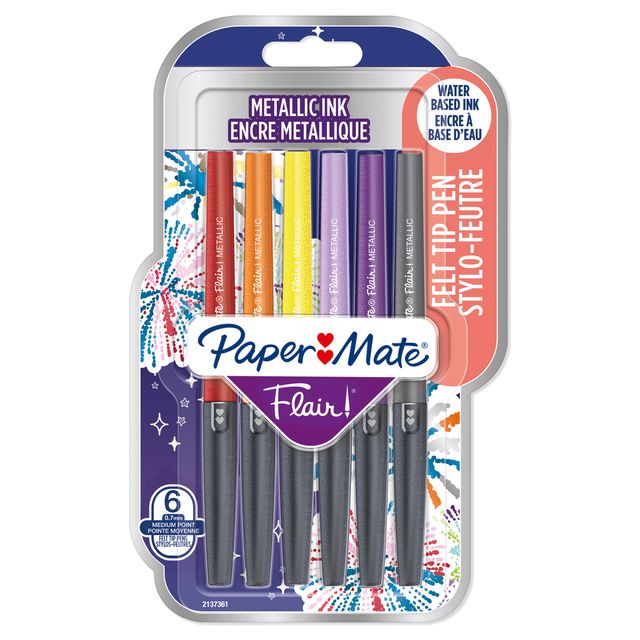Pennarello Flair Nylon - punta feltro - 1,10mm - colori assortiti Metallic - Pa…