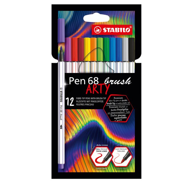 Pennarello Pen 68 Brush Arty Line 568/18 - colori assortiti - Stabilo - astucci…