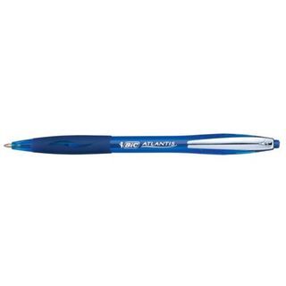 Penne a sfera a scatto Atlantis Soft - punta 1,0mm - blu - clip in metallo - Bi…