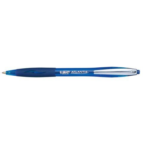 Penne a sfera a scatto Atlantis Soft - punta 1,0mm - blu - clip in metallo - Bi…