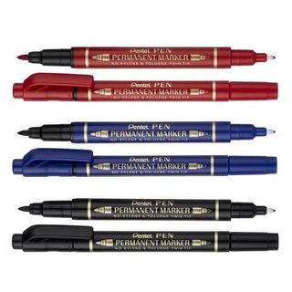 Pentel PEN N75W - Pennarello a due punte - permanente - blu - fine / extra fine