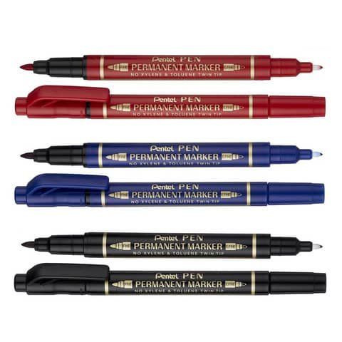 Pentel PEN N75W - Pennarello a due punte - permanente - blu - fine / extra fine