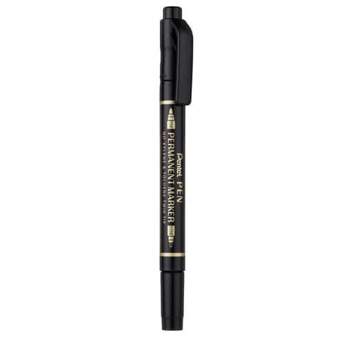Pentel PEN N75W - Pennarello a due punte - permanente - nero - fine / extra fine