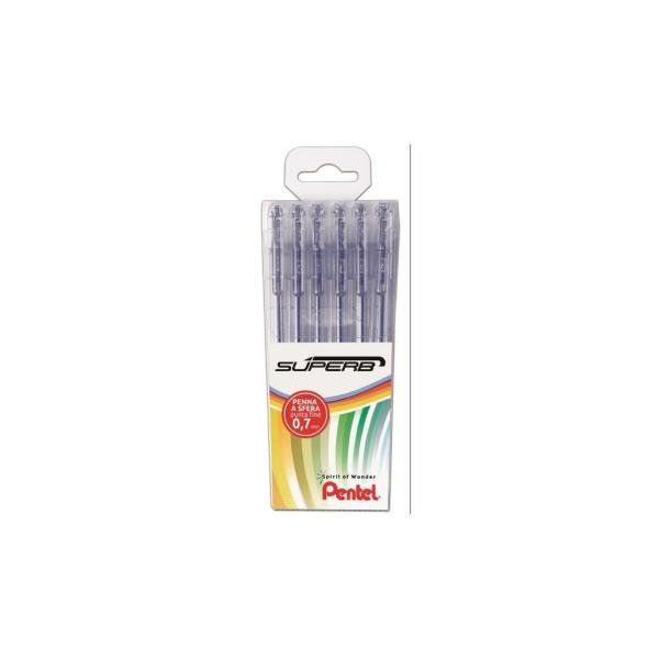 Pentel Superb - Penna a sfera - nero - inchiostro a base olio - 0.7 mm - fine (…