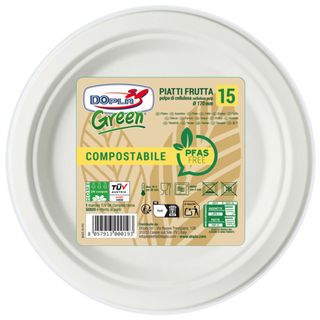 Piatti frutta in polpa Dopla Green Pfas Free bianco - Ø 170 mm - conf. 15 pz - …