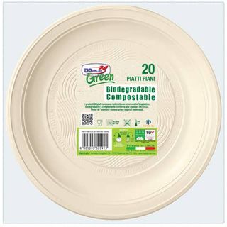 Piatti piani biodegradabili e compostabili Dopla Green avorio Ø 205 mm - conf. …