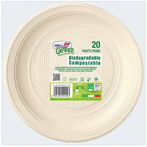 Piatti piani biodegradabili e compostabili Dopla Green avorio Ø 205 mm - conf. …