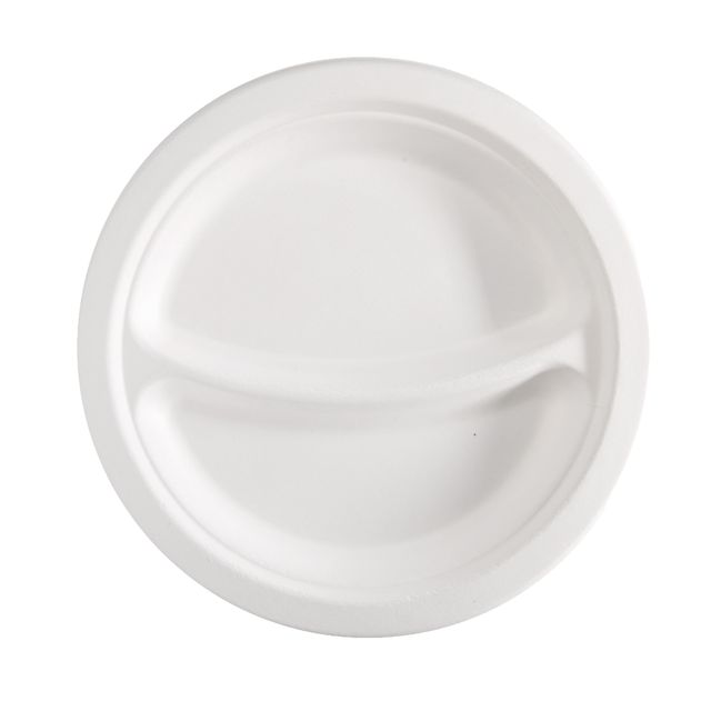 Piatto piano a 2 scomparti monouso - rotondo - diametro 23 cm - canna da zucche…