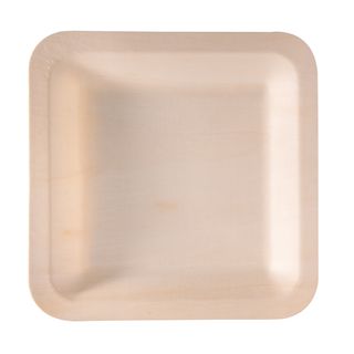 Piatto piano monouso - quadrato - 21,5 x 21,5 cm - legno - colore naturale - Si…
