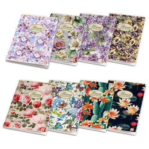 Pigna Permanent Flowers - Quaderno - graffettato - maxi - A4 - 20 fogli / 40 pa…
