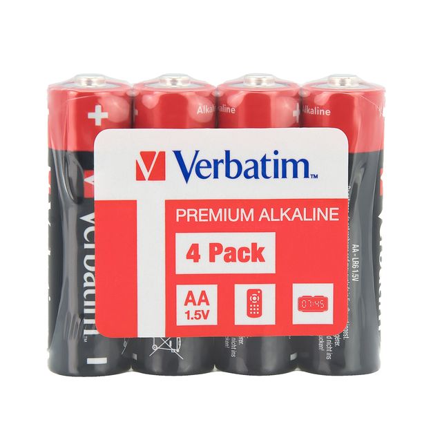 Pila stilo AA - 1,5V - alcaline - 49501 - Verbatim - conf 4 pezzi