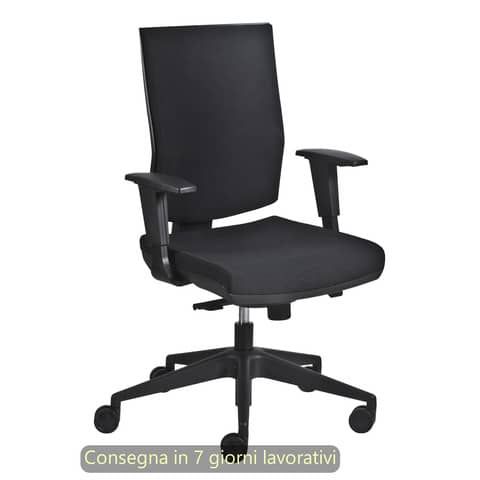 Poltrona semi-direzionale Aura Syncro Seditaly tessuto ignifugo nero braccioli …