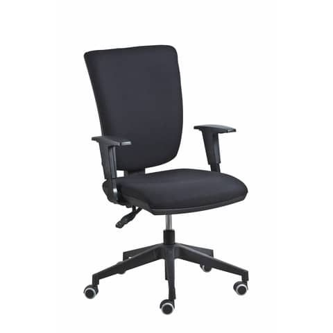 Poltrona semi-direzionale Comfort Seditaly tessuto ignifugo nero braccioli rego…