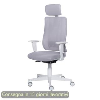 Poltrona semi-direzionale Liberty Syncro Seditaly scocca bianca tessuto ignifug…