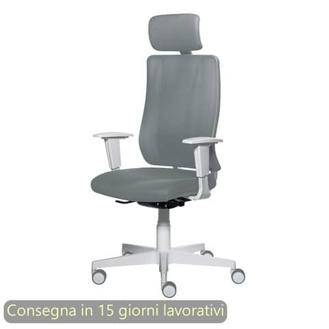 Poltrona semi-direzionale Liberty Syncro Seditaly scocca bianca tessuto ignifug…
