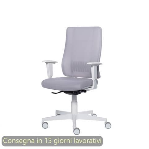 Poltrona semi-direzionale Liberty Syncro Seditaly scocca bianca tessuto ignifug…