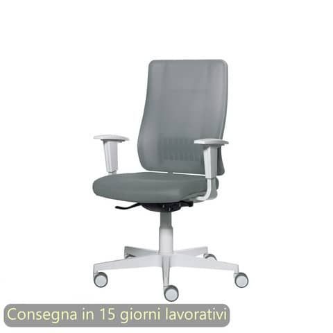Poltrona semi-direzionale Liberty Syncro Seditaly scocca bianca tessuto ignifug…