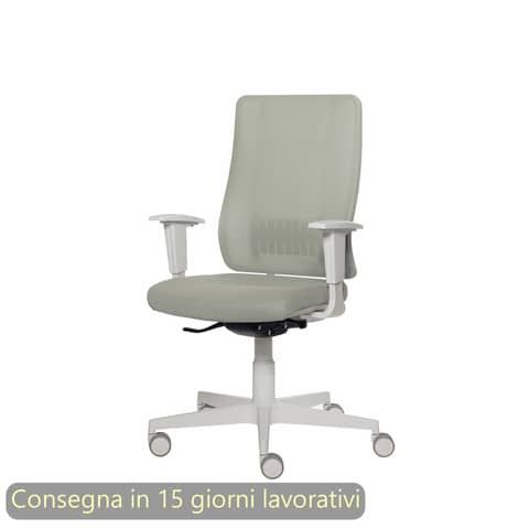 Poltrona semi-direzionale Liberty Syncro Seditaly scocca bianca tessuto ignifug…