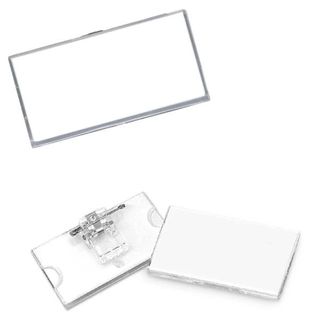 Portabadge con clip e spilla - 6,5 x 3 cm - Lebez