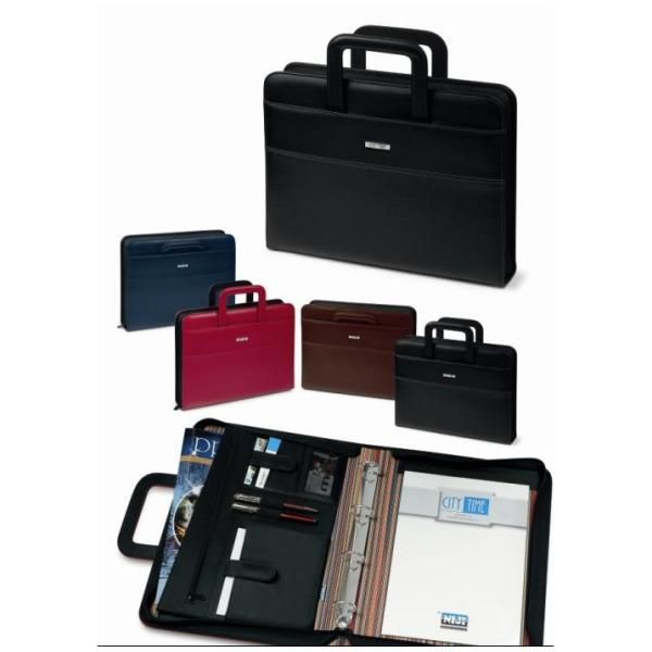 Portablocco - similpelle - c/anelli - blu - 28,5x36 cm - City Time