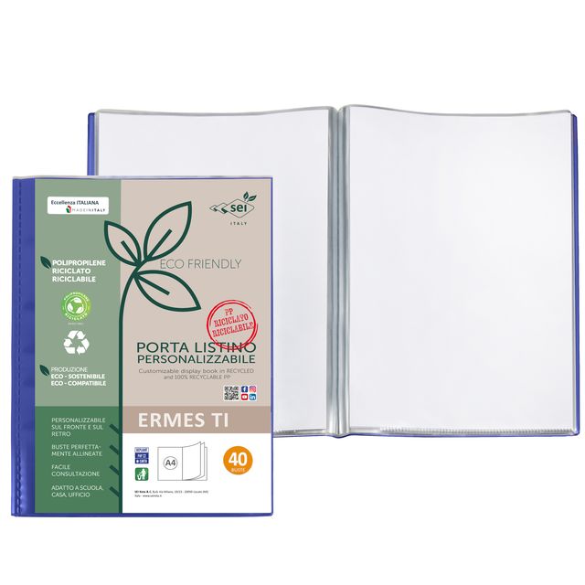 Portalistini personalizzabile Ermes TI - 22 x 30 cm - PP riciclato - 40 buste -…