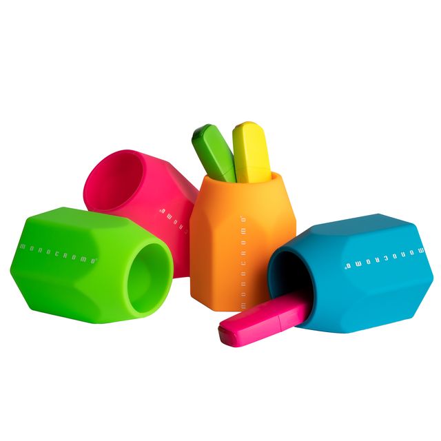 Portapenne Monocromo - 9,5 x 7,5 x 7 cm - silicone soft touch - colori fluo ass…