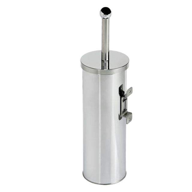 Portascopino WC Basic - da muro - acciaio inox - diametro 9,8 cm - altezza 38 c…